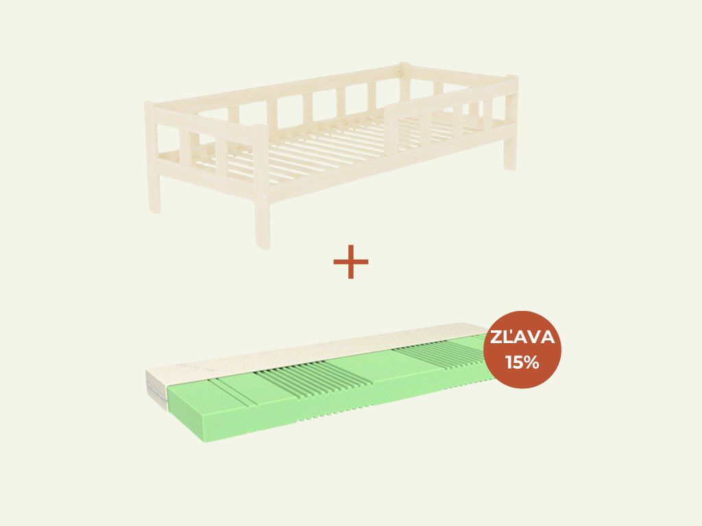 Benlemi Jednolôžko FENCE 4v1 so zábranou 90x200 cm + matrac ADAPTIC Zvoľte farbu: Biela, Zvoľte zábranu: S otvoreným vstupom