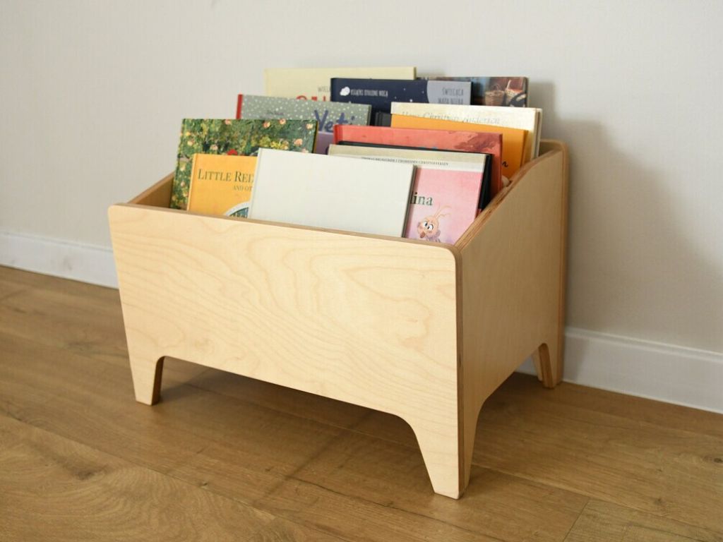 E-shop Drevený Montessori regál na knihy a hračky Zvoľte farbu: Nelakovaná
