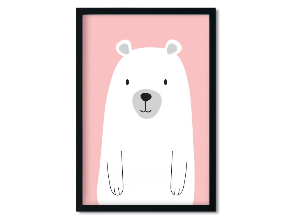 E-shop Plagát ĽADOVÝ MEDVEĎ do detskej izby RUŽOVÝ Zvoľte rozmer: 20 x 30 cm