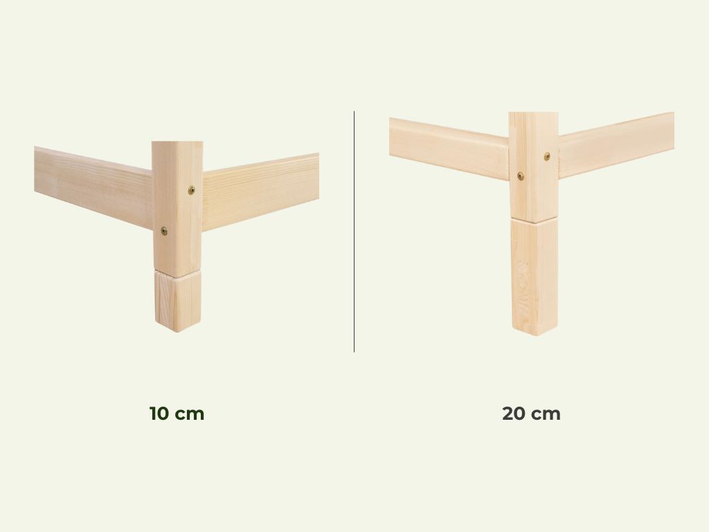 Benlemi Súprava prídavných nôh FOOTS Zvoľte farbu: Nelakovaná, Zvoľte variantu: Pre postele o šírke do 120 cm (4 ks), Zvoľte rozmer: 20 cm