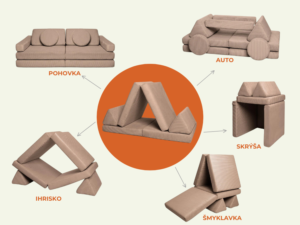 Veľký multifunkčný skladací bunker z menčestra SOFA PURE Zvoľte farbu: Modrá