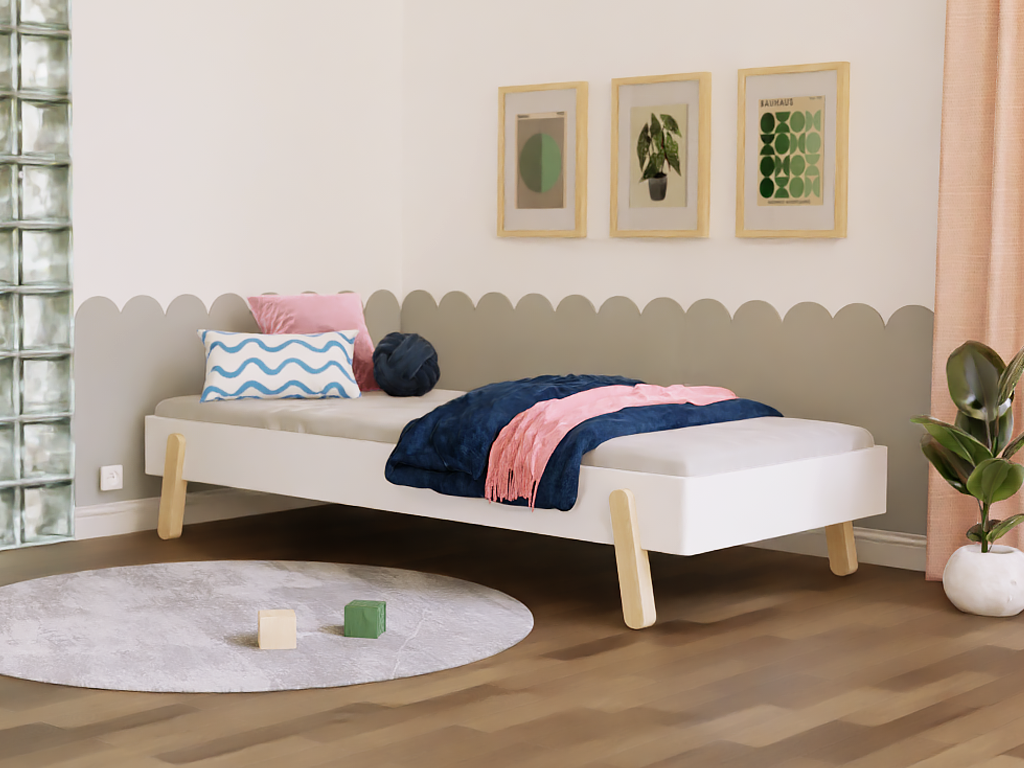 E-shop Benlemi Jednolôžková posteľ NOVA 90x200 cm Zvoľte farbu: Béžová, Zvoľte zábranu: Bez zábrany, Zvoľte nohy: Rovné nohy