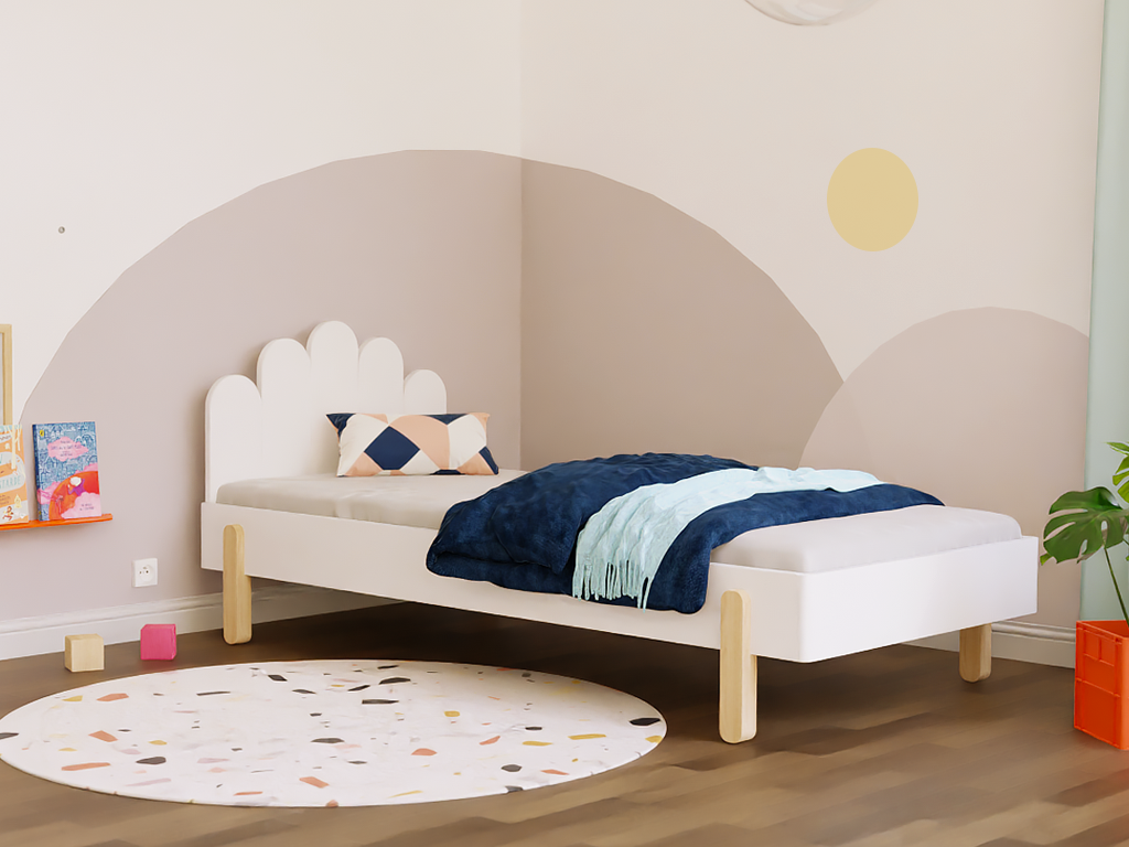 E-shop Benlemi Jednolôžková posteľ NOVA s oblúkovým čelom 90x200 cm Zvoľte farbu: Béžová, Zvoľte zábranu: Bez zábrany, Zvoľte nohy: Rovné nohy