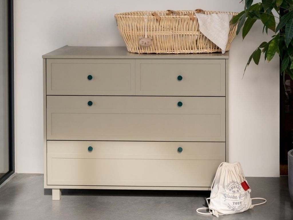 E-shop Úložná komoda do detskej izby VINTAGE so šuplíkmi eukalyptová