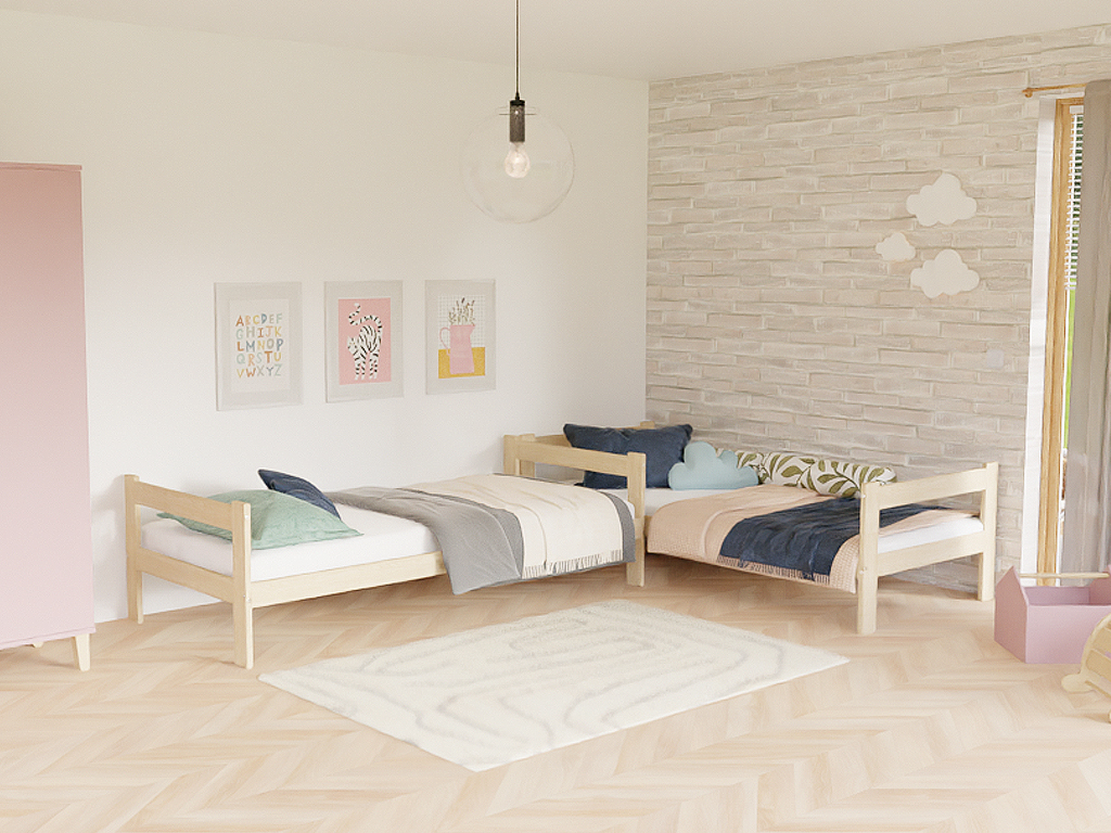 E-shop Benlemi Postele SAFE 2v1 pre dve deti Zvoľte farbu: Transparentná vosková lazura matná, Zvoľte rozmer: 120x200 cm