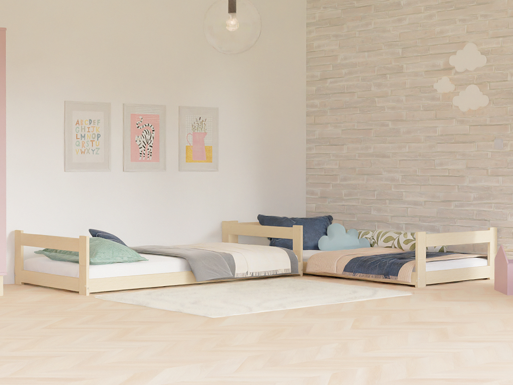 E-shop Benlemi Nízke postele SAFE 2v1 pre dve deti Zvoľte farbu: Transparentná vosková lazura matná, Zvoľte rozmer: 120x200 cm