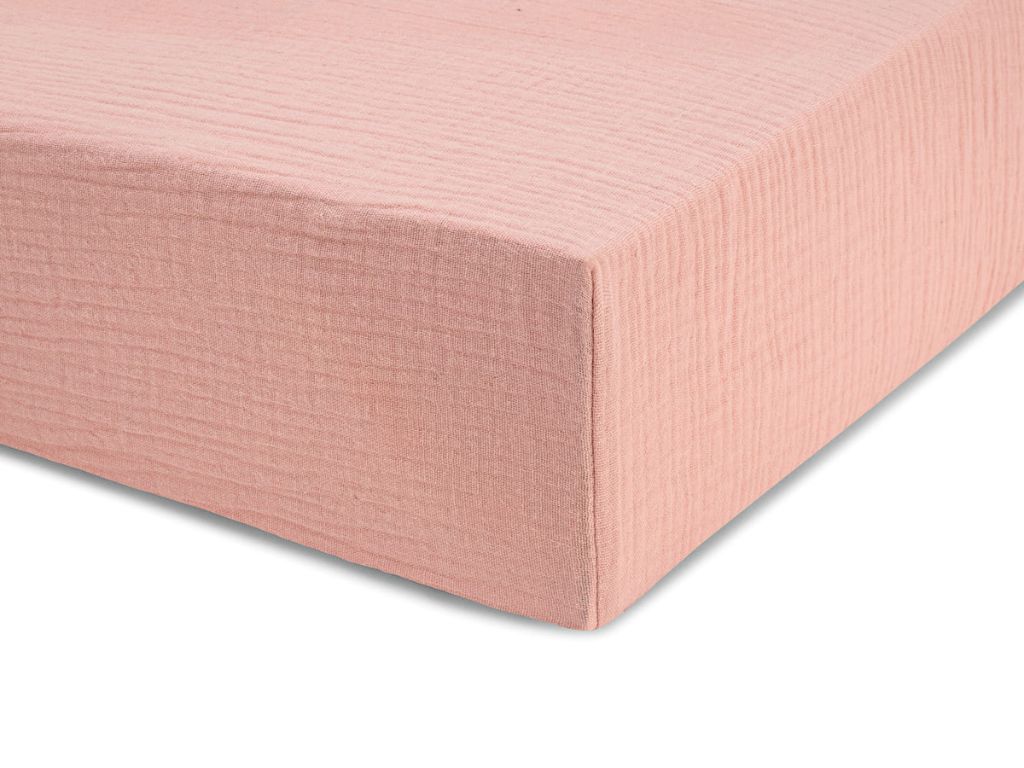 E-shop Jednolôžkové prestieradlo z mušelínu 90x200 cm Zvoľte farbu: Púdrová