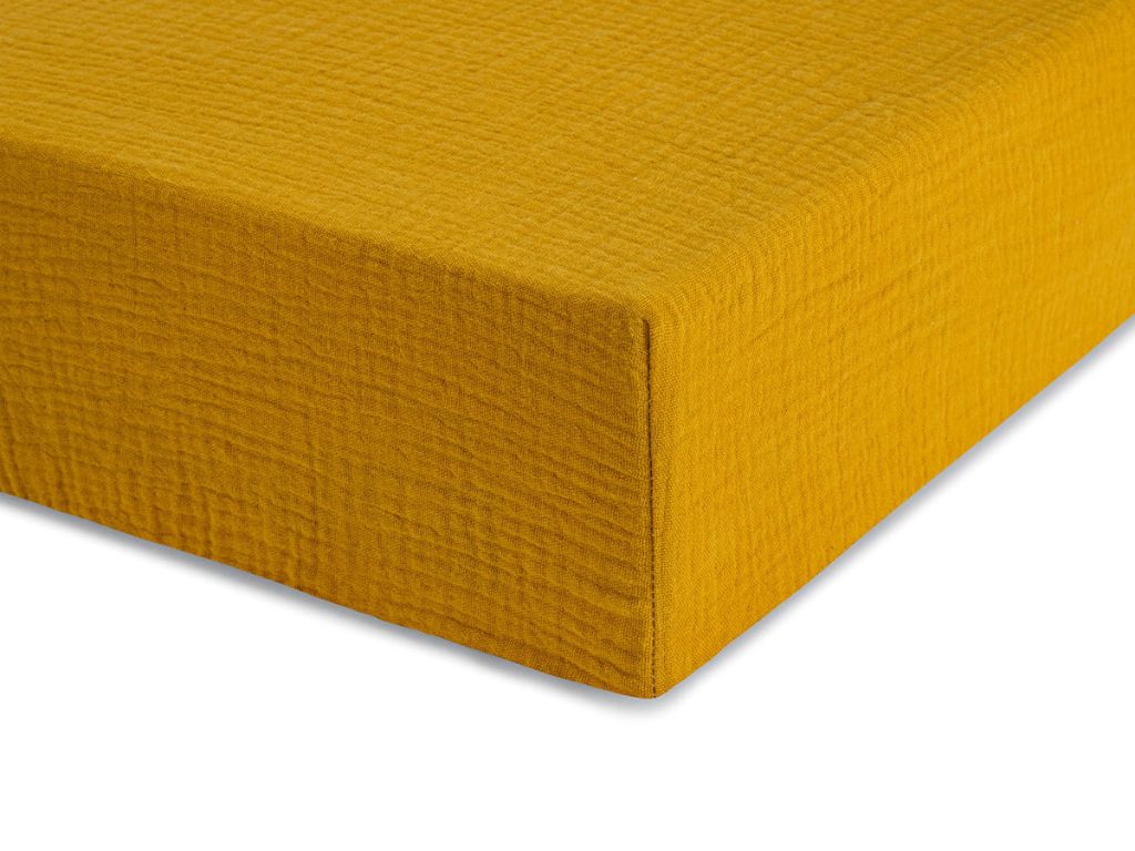 E-shop Jednolôžkové prestieradlo z mušelínu 90x200 cm Zvoľte farbu: Horčicová