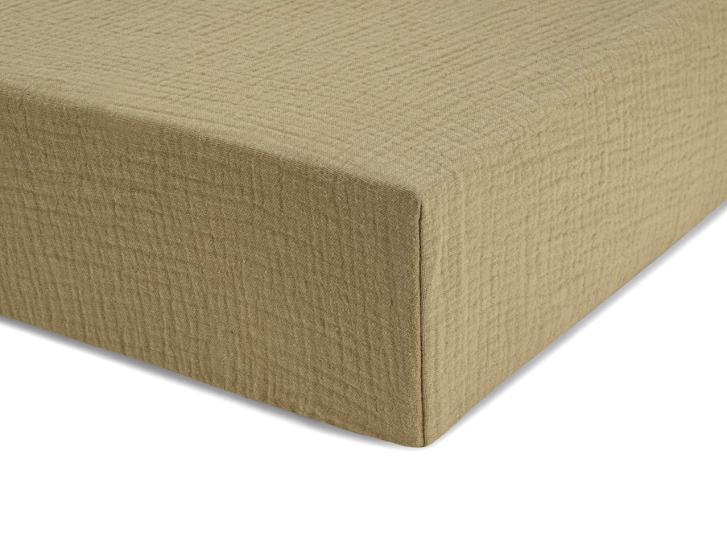E-shop Jednolôžkové prestieradlo z mušelínu 90x200 cm Zvoľte farbu: Olivová