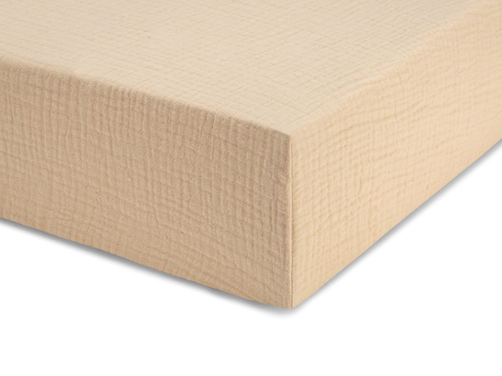 E-shop Jednolôžkové prestieradlo z mušelínu 90x200 cm Zvoľte farbu: Béžová