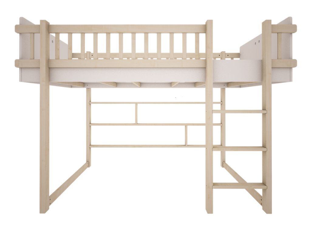 E-shop Detská zvýšená posteľ BASIC s rebríkom 90x200 cm Zvoľte farbu: Biela