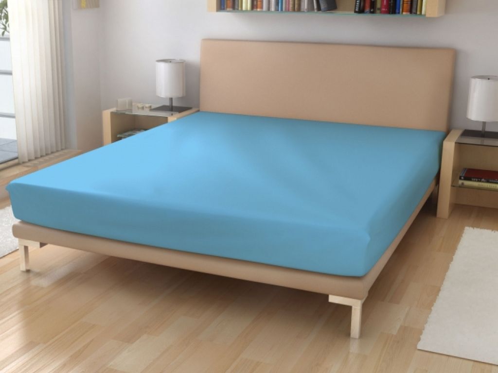 E-shop Jednolôžkové prestieradlo z bavlneného froté Zvoľte farbu: Nebesky modrá, Zvoľte rozmer: 120 x 200 cm