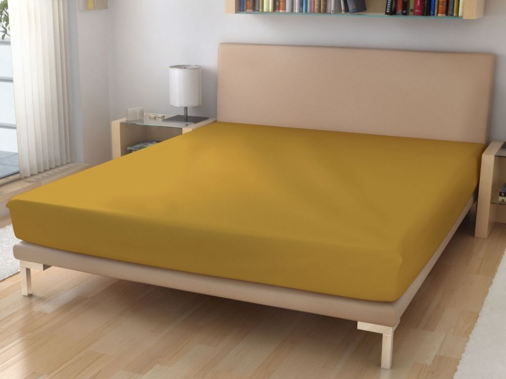 E-shop Jednolôžkové prestieradlo z bavlneného froté Zvoľte farbu: Horčicová, Zvoľte rozmer: 120 x 200 cm