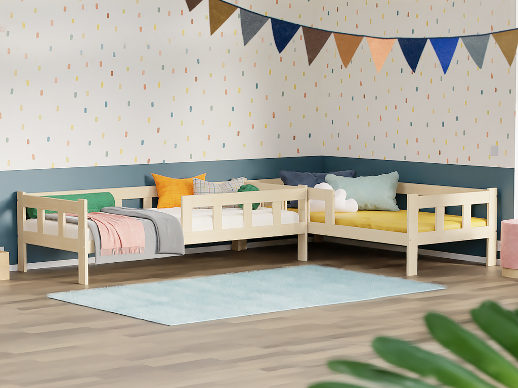 E-shop Benlemi Postele FENCE 4v1 s prednou zábranou pre dve deti Zvoľte farbu: Pastelovo ružová, Zvoľte rozmer: 80x180 cm, Zvoľte zábranu: Obe vľavo