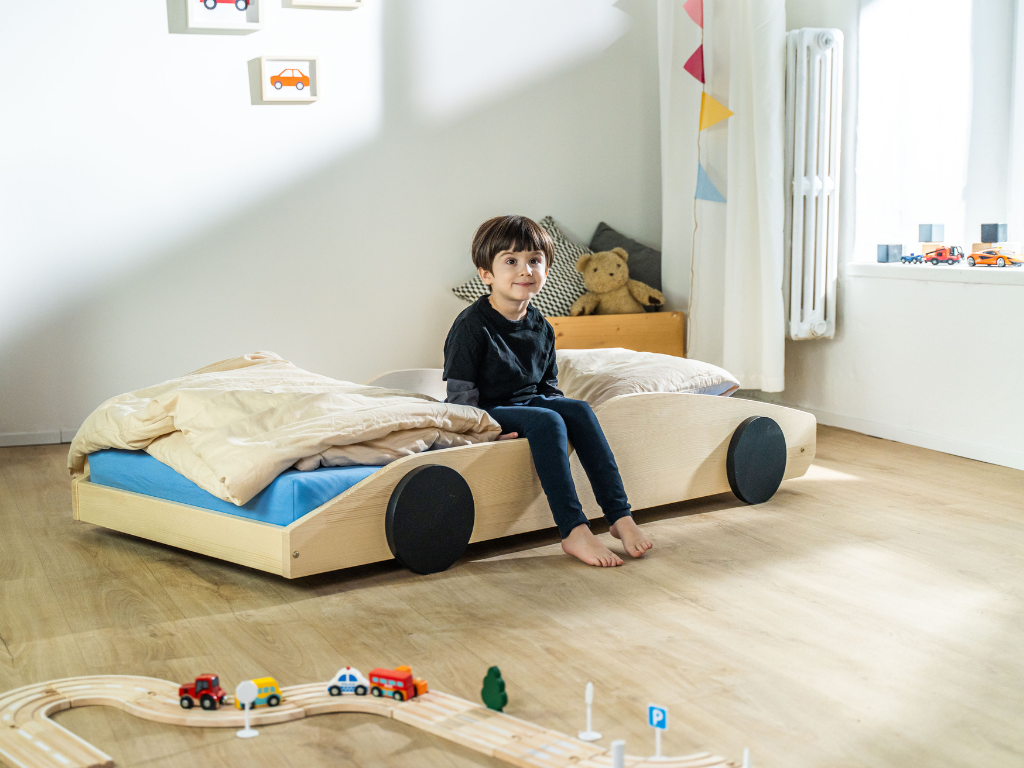 Benlemi Detská auto posteľ v tvare športiaku DRIFTY Zvoľte farbu: Žltá - čierna, Zvoľte rozmer: 80x160 cm