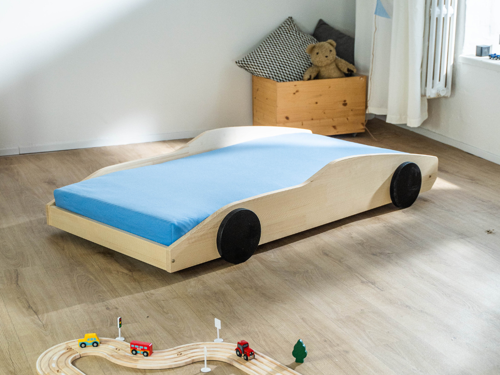 Benlemi Detská auto posteľ v tvare športiaku DRIFTY Zvoľte farbu: Žltá - čierna, Zvoľte rozmer: 80x160 cm