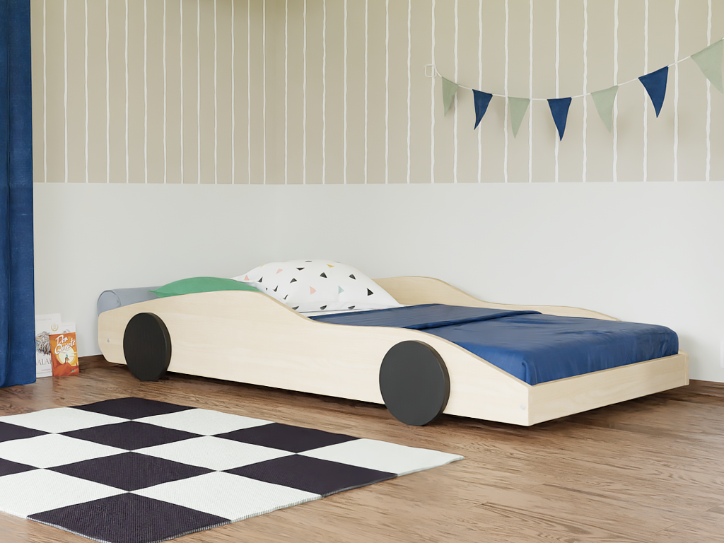 Benlemi Detská auto posteľ v tvare športiaku DRIFTY Zvoľte farbu: Žltá - čierna, Zvoľte rozmer: 80x160 cm