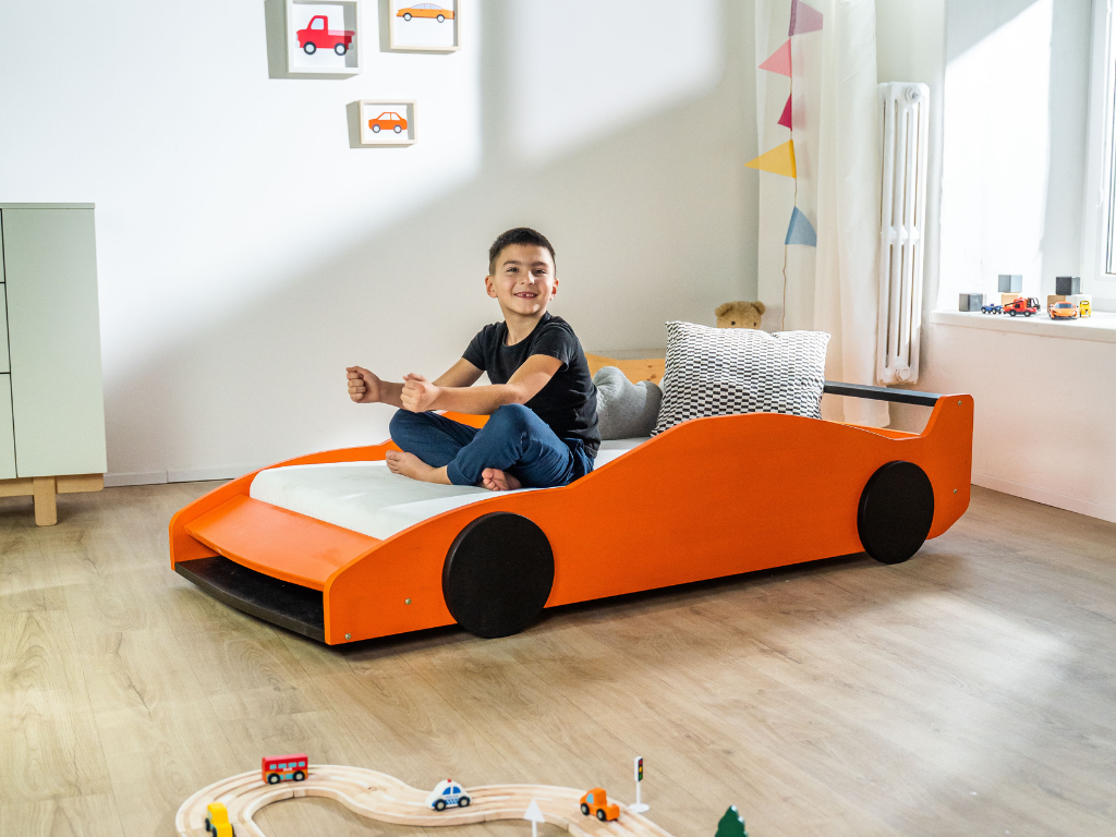 Benlemi Detská auto posteľ v tvare FERRARI F40 80x160 cm Zvoľte farbu: Žltá - čierna