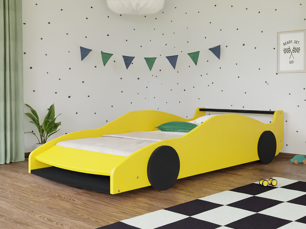 Benlemi Detská auto posteľ v tvare FERRARI F40 80x160 cm Zvoľte farbu: Žltá - čierna