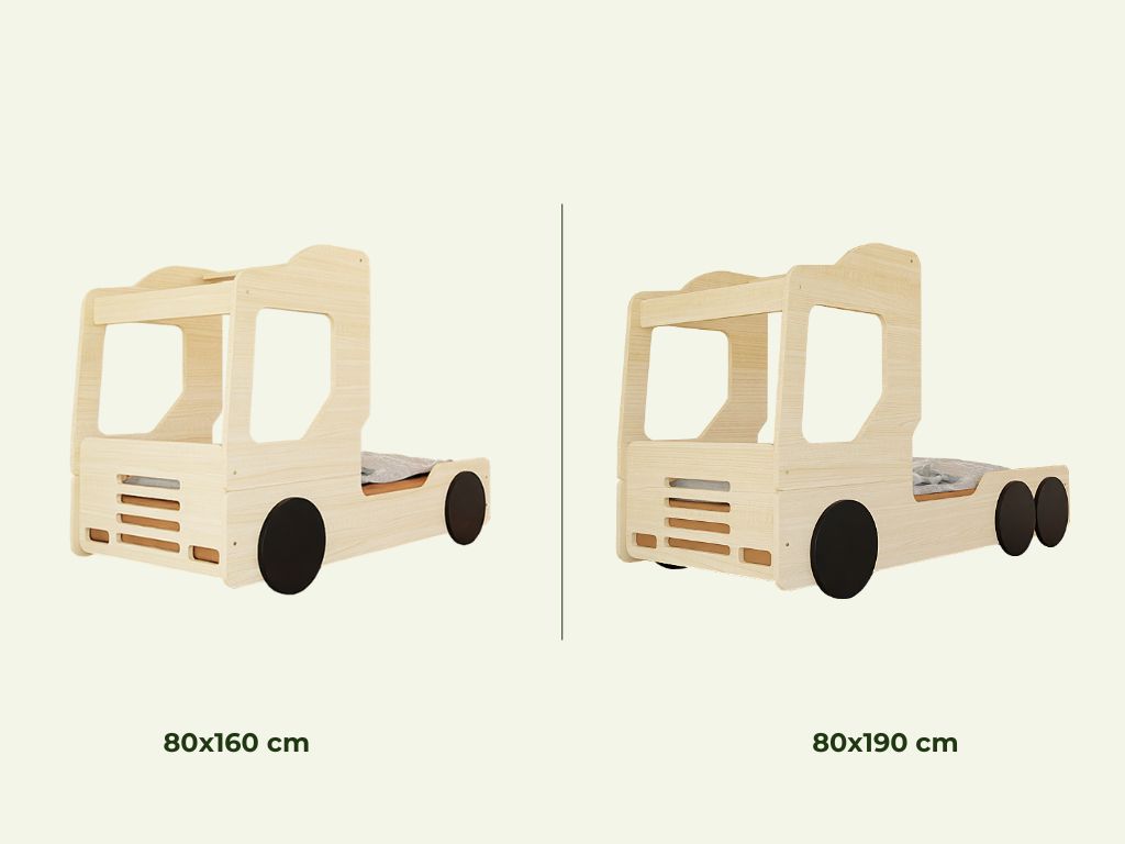 Benlemi Detská auto posteľ v tvare nákladiaku TRUCKY Zvoľte farbu: Biela, Zvoľte rozmer: 80x190 cm