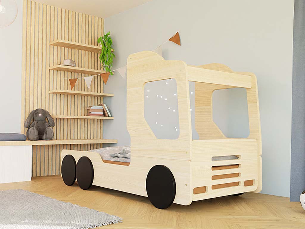 Benlemi Detská auto posteľ v tvare nákladiaku TRUCKY Zvoľte farbu: Biela, Zvoľte rozmer: 80x190 cm