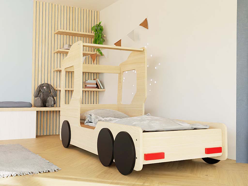 Benlemi Detská auto posteľ v tvare nákladiaku TRUCKY Zvoľte farbu: Biela, Zvoľte rozmer: 80x190 cm