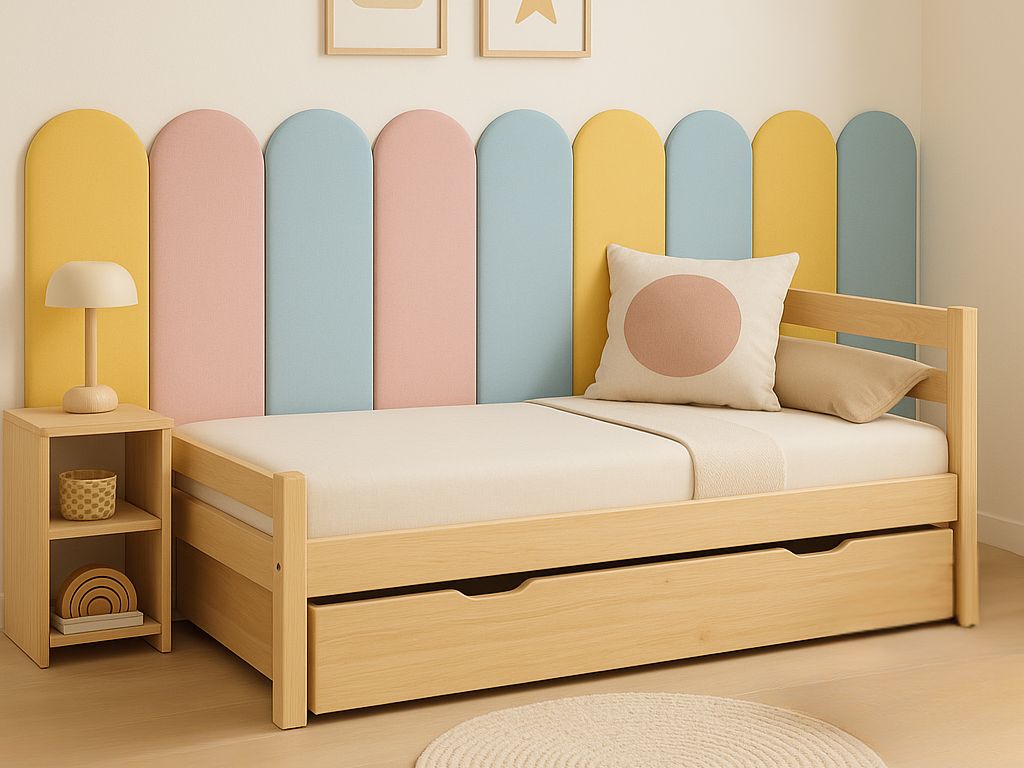 Zaoblený čalúnený panel za stenu VELVET Zvoľte farbu: Vínová, Zvoľte rozmer: 20x100 cm, Uchytenie na stenu: So samolepiacim suchým zipsom