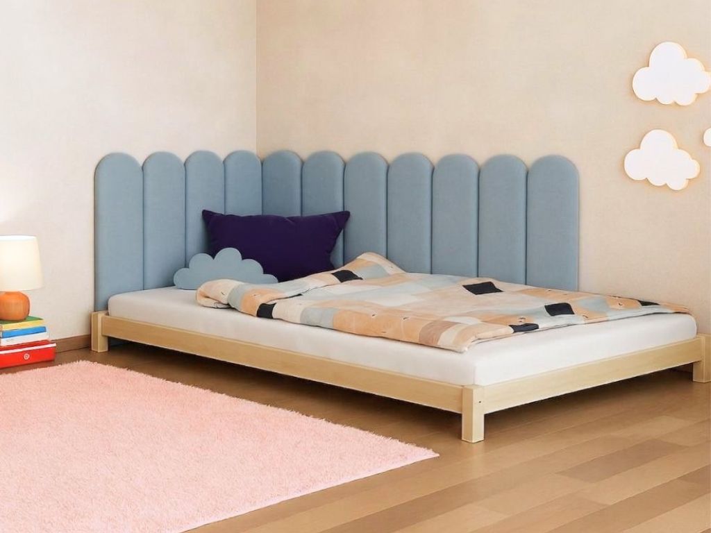 Zaoblený čalúnený panel za stenu VELVET Zvoľte farbu: Vínová, Zvoľte rozmer: 20x100 cm, Uchytenie na stenu: So samolepiacim suchým zipsom