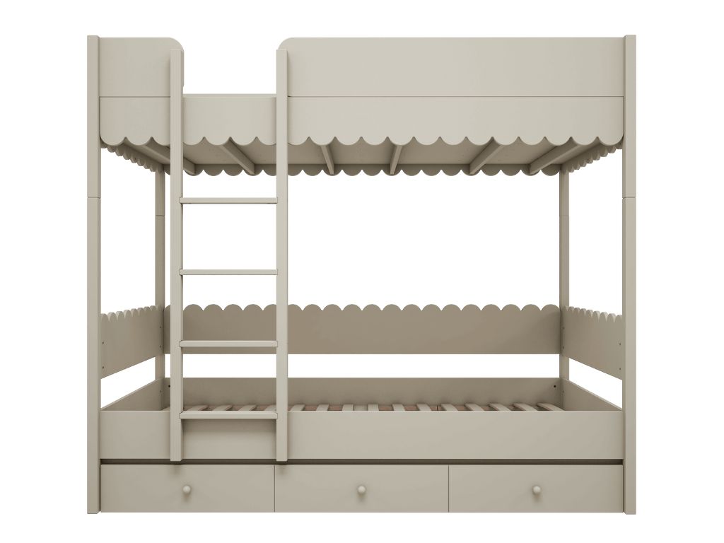E-shop Detská poschodová posteľ BABUSHKA s rebríkom vľavo 90x200 cm Zvoľte farbu: Olivová