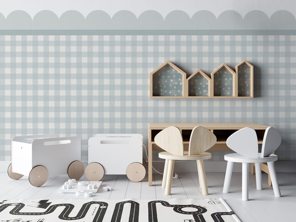 E-shop Samolepka NÁSTENNÝ PANEL do detskej izby KOCKY šalviová Zvoľte rozmer: 98x100 cm