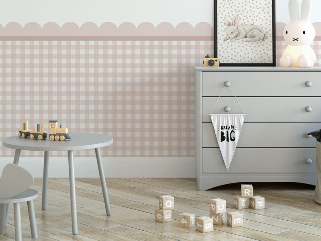 E-shop Samolepka NÁSTENNÝ PANEL do detskej izby KOCKY ružová Zvoľte rozmer: 98x100 cm