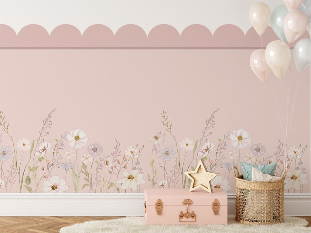 E-shop Samolepka NÁSTENNÝ PANEL do detskej izby LÚKA ružová Zvoľte rozmer: 98x100 cm