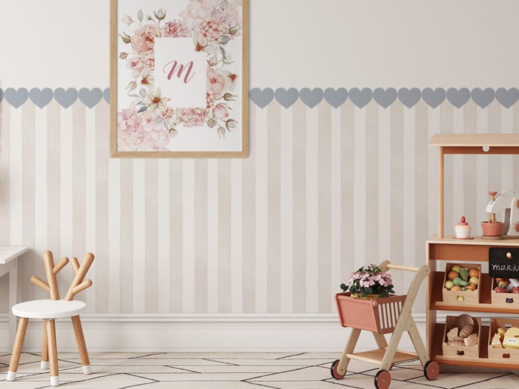 E-shop Samolepka NÁSTENNÝ PANEL do detskej izby SRDCE béžová Zvoľte rozmer: 98x100 cm