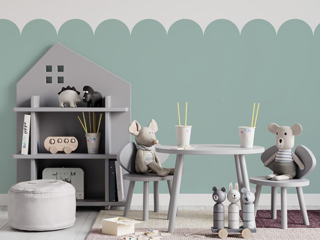 E-shop Samolepka NÁSTENNÝ PANEL do detskej izby OBLOK šalviová Zvoľte rozmer: 98x100 cm