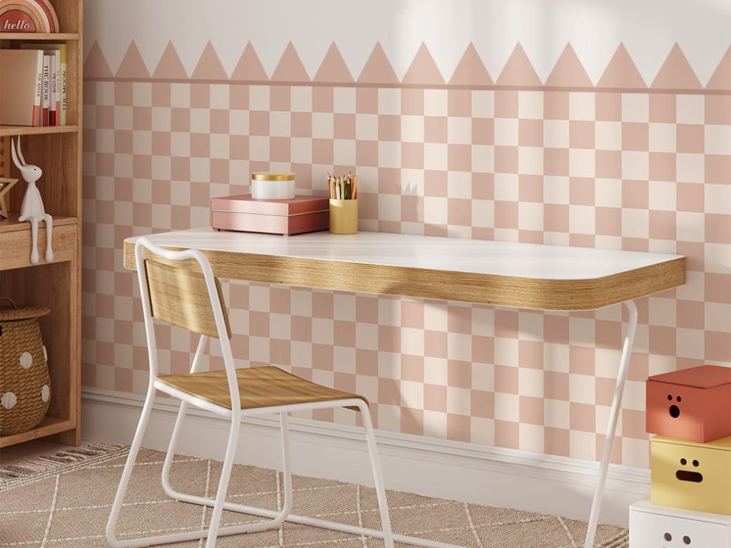 E-shop Samolepka NÁSTENNÝ PANEL do detskej izby TROJUHOLNÍKY ružová Zvoľte rozmer: 98x100 cm