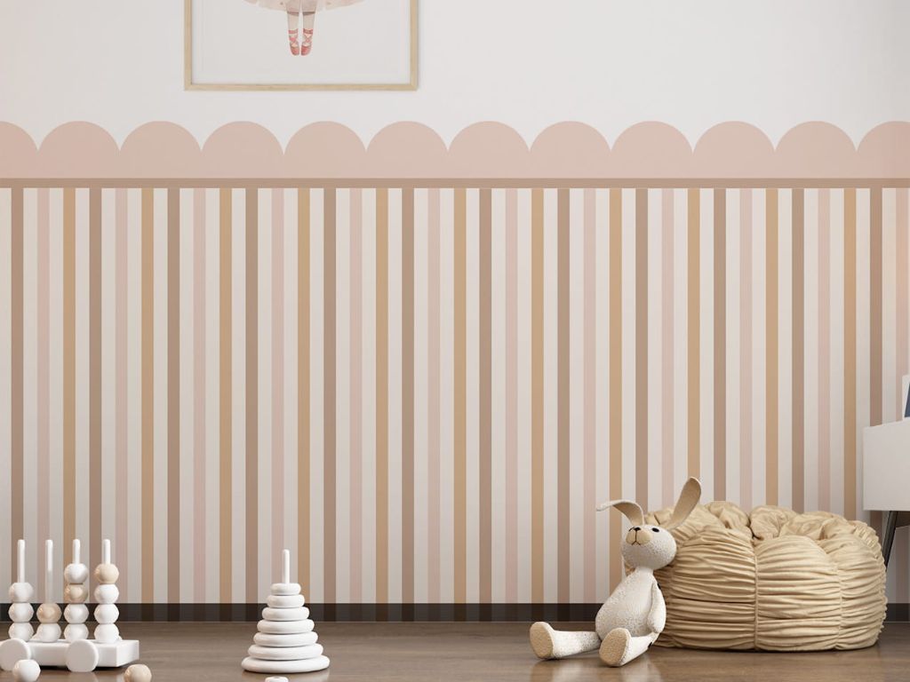 E-shop Samolepka NÁSTENNÝ PANEL do detskej izby PÁSIKY béžová Zvoľte rozmer: 98x100 cm