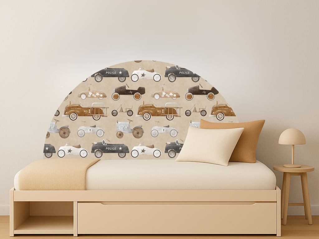 E-shop Samolepka na stenu POLKRUH do detskej izby RETRO AUTÁ Zvoľte rozmer: 120x60 cm
