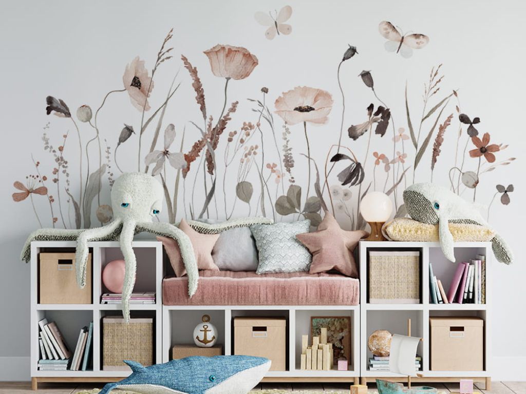 E-shop Nálepky na stenu MAKOVÁ LÚKA Zvoľte rozmer: 109x48 cm