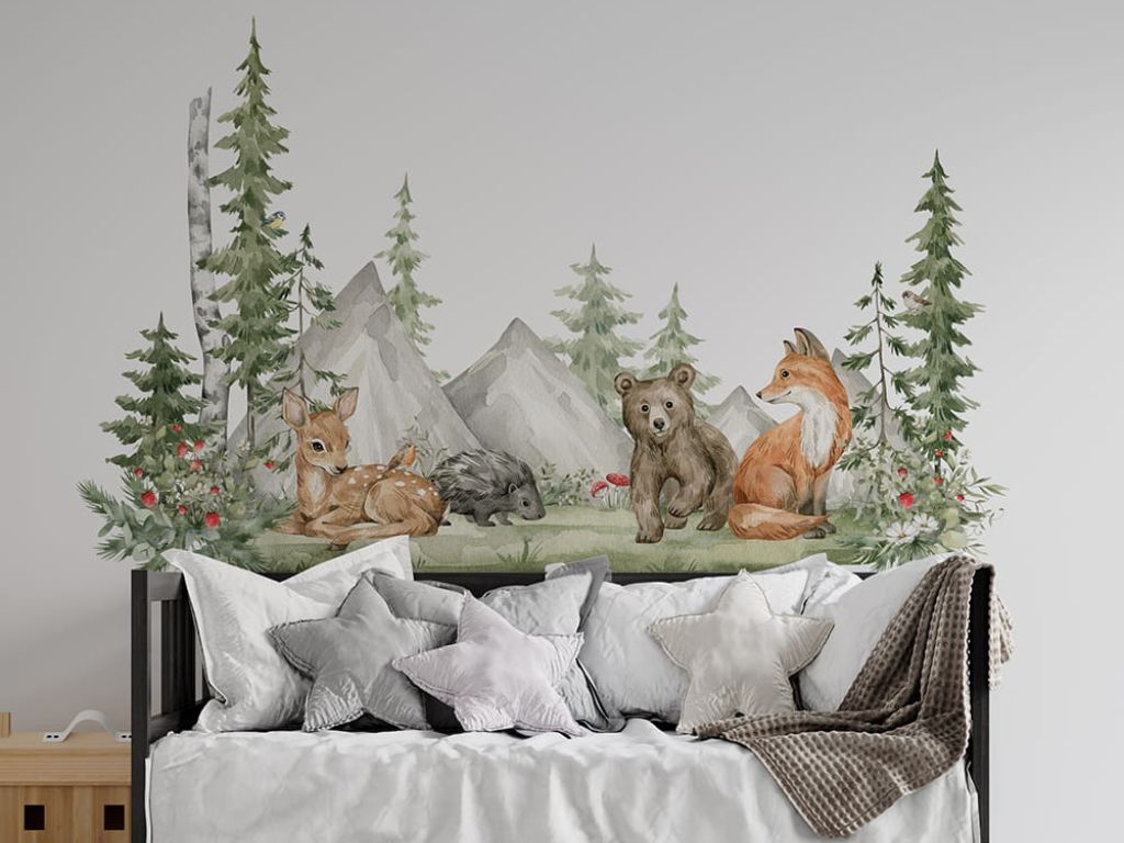 E-shop Samolepka na stenu LESNÉ ZVIERATKÁ Zvoľte rozmer: 112x70 cm
