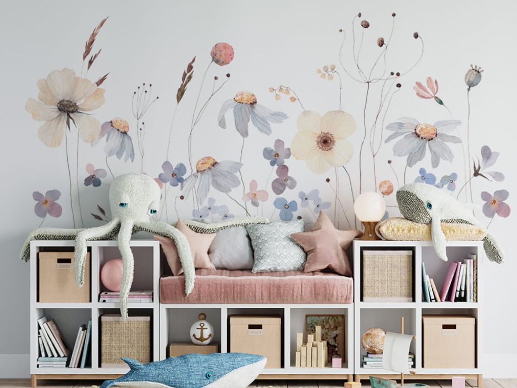 E-shop Nálepky na stenu LÚKA pastelová Zvoľte rozmer: 110x48 cm