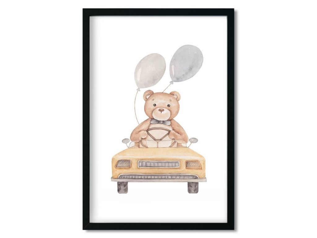 E-shop Plagát na stenu MEDVEĎ NA VÝLETE do detskej izby Rozmer: 20 x 30 cm