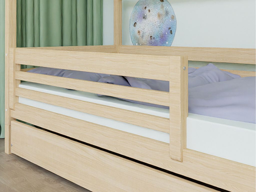Benlemi Poschodová posteľ TULY s úložnými schodmi 90x200 cm Zvoľte farbu: Biela, Zvoľte šuplík: Bez šuplíka, Zvoľte stranu: Vľavo
