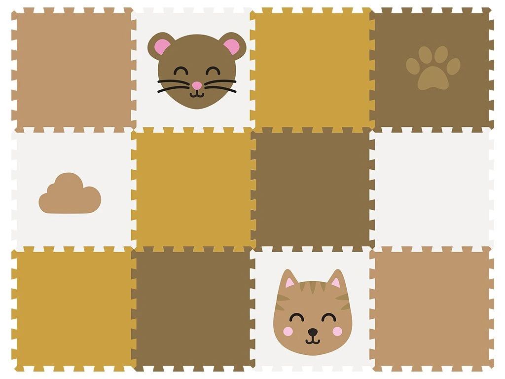 Penová podlaha puzzle 12 dielov HNEDÁ