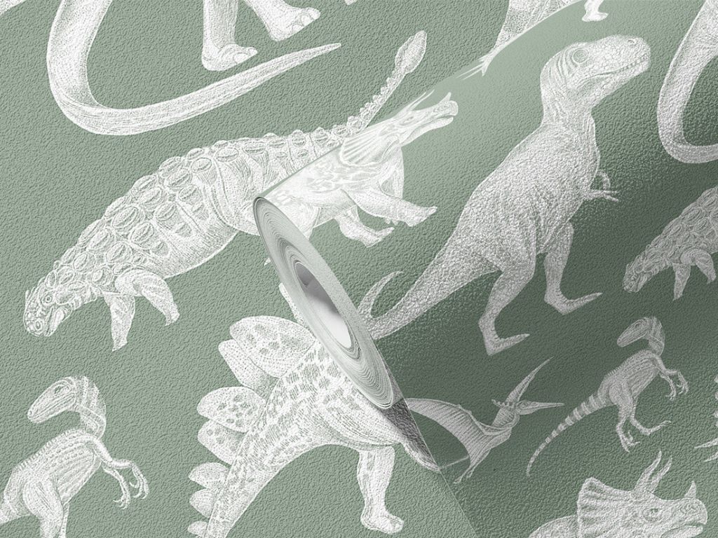 E-shop Umývateľná detská tapeta na stenu DINOSAURI zelená