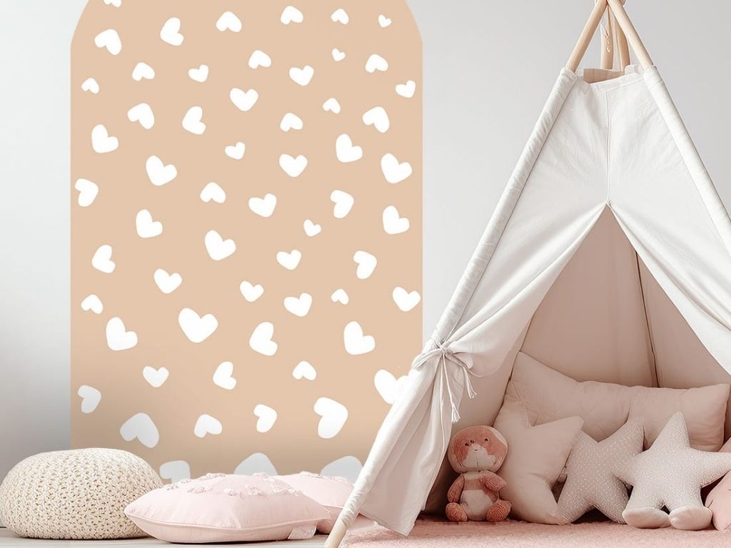 E-shop Nástenná samolepka OBLÚK do detskej izby SRDCE béžová Zvoľte rozmer: 50 x 80 cm