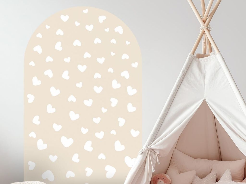E-shop Nástenná samolepka OBLÚK do detskej izby SRDCE krémová Zvoľte rozmer: 50 x 80 cm