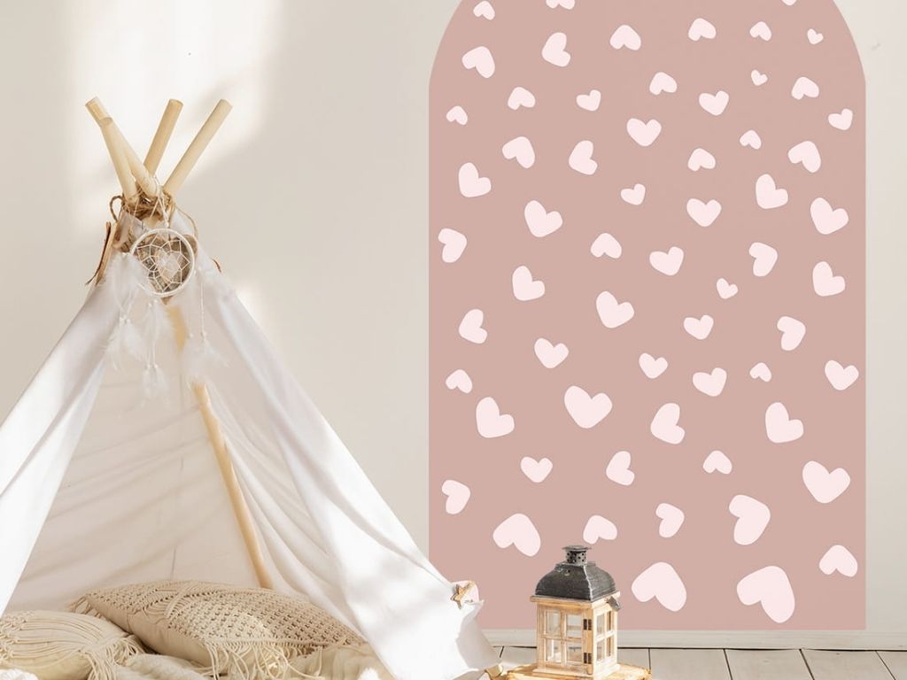 E-shop Nástenná samolepka OBLÚK do detskej izby SRDCE staroružová Zvoľte rozmer: 50 x 80 cm