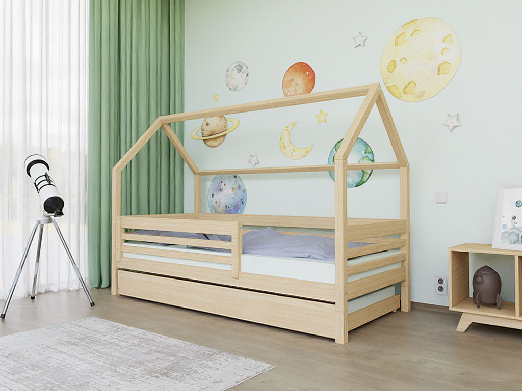 Benlemi Domčeková posteľ TULY s bočným štítom Zvoľte farbu: Biela, Zvoľte rozmer: 80x200 cm, Zvoľte zábranu: S otvoreným vstupom