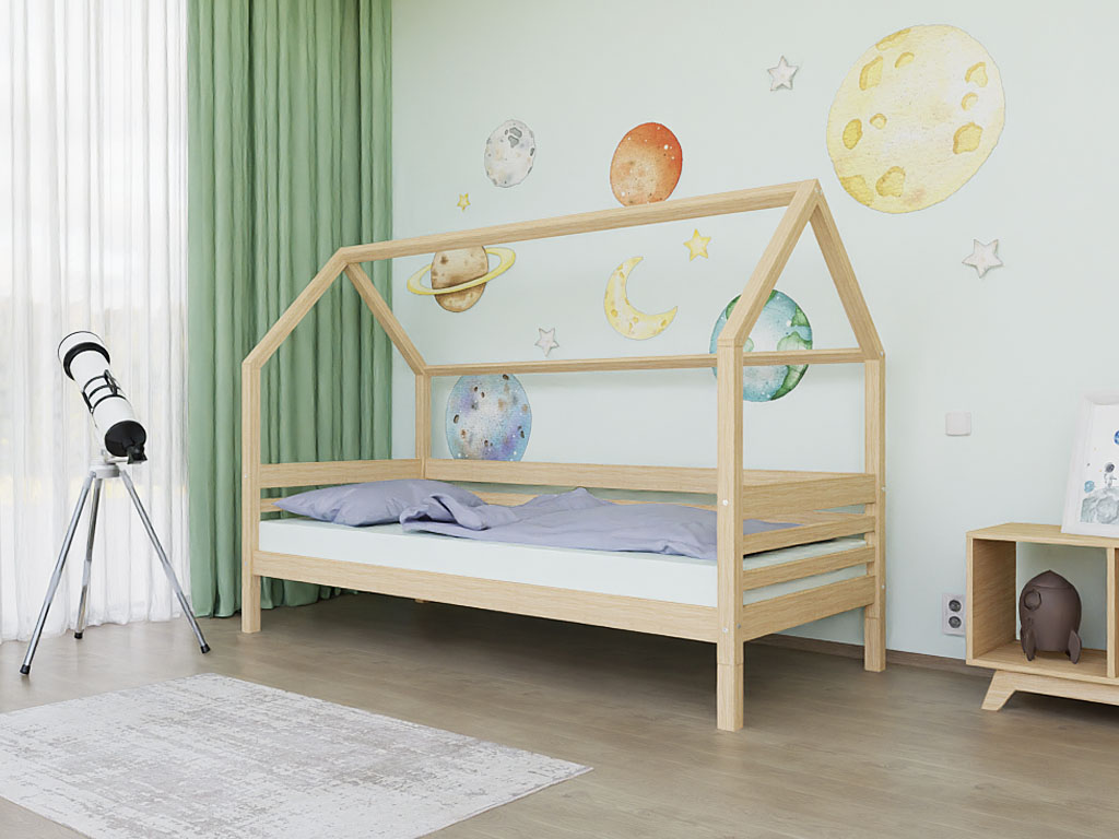 Benlemi Domčeková posteľ TULY s bočným štítom Zvoľte farbu: Biela, Zvoľte rozmer: 80x200 cm, Zvoľte zábranu: S otvoreným vstupom