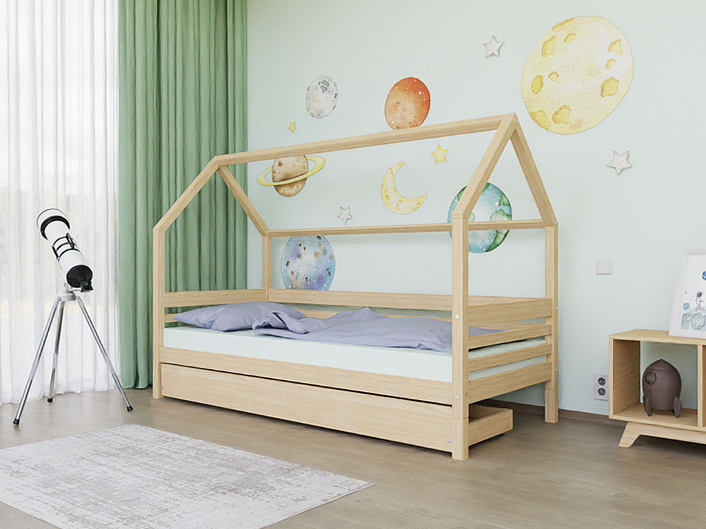Benlemi Domčeková posteľ TULY s bočným štítom Zvoľte farbu: Biela, Zvoľte rozmer: 80x200 cm, Zvoľte zábranu: S otvoreným vstupom